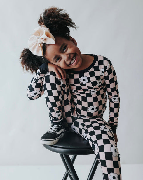 retro-daisy-checks-dream-set Dream-Big-Little-Co-pajama-baby-blanket