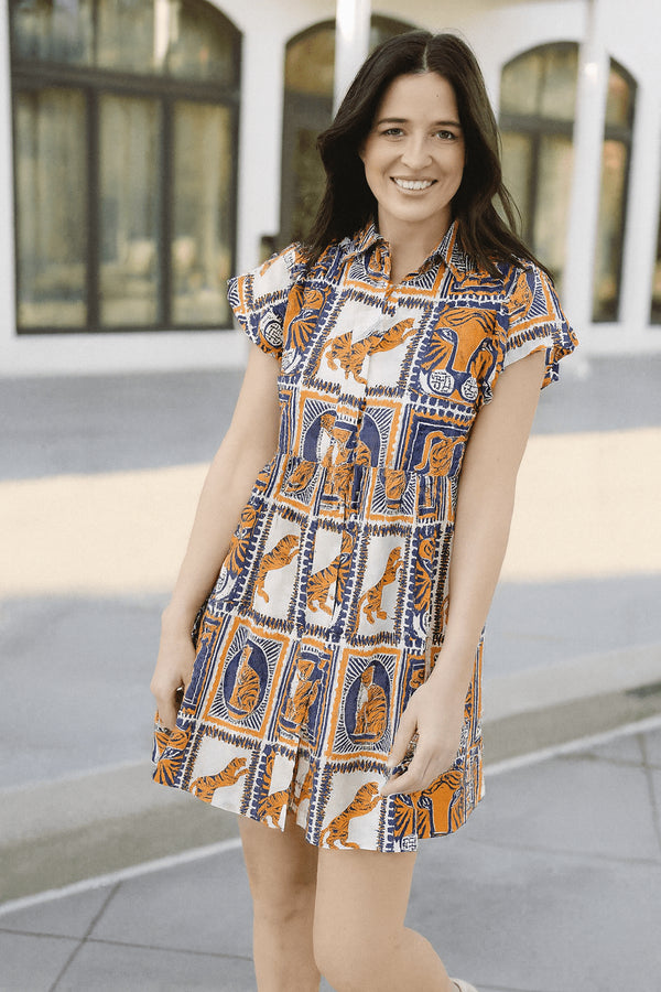 frenchi-mini-gameday-dress-orange-navy Briton Court - Sophia's StyleDresses-1