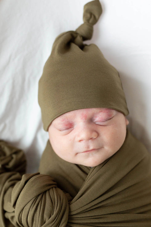 swaddle-blanket-and-hat-set-army-green-Sophia's Style-3