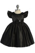 Baby Girls Satin Special Occasion Dress with Removable Rhinestone Bow, 6-24 Months