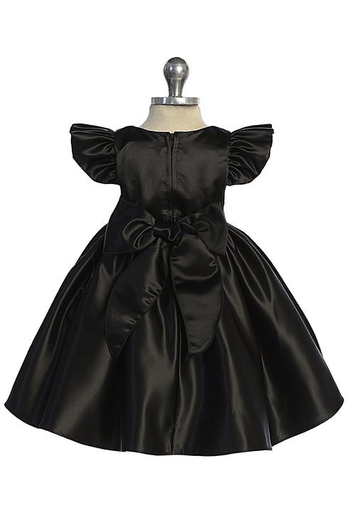 Baby Girls Satin Special Occasion Dress with Removable Rhinestone Bow, 6-24 Months