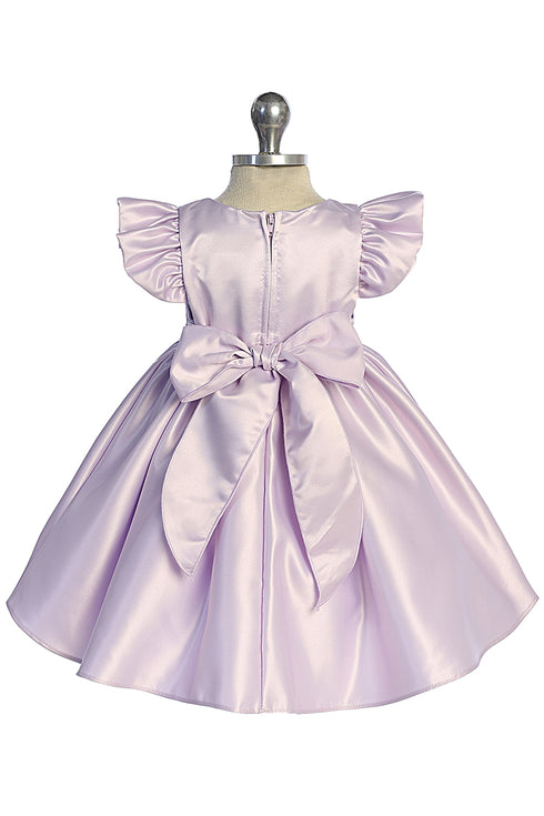Baby Girls Satin Special Occasion Dress with Removable Rhinestone Bow, 6-24 Months