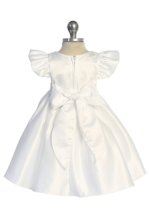 Baby Girls Satin Special Occasion Dress with Removable Rhinestone Bow, 6-24 Months