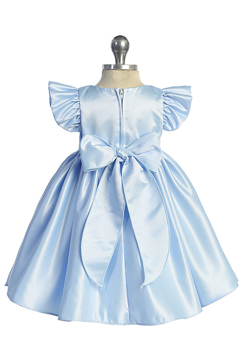 Baby Girls Satin Special Occasion Dress with Removable Rhinestone Bow, 6-24 Months