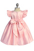 Baby Girls Satin Special Occasion Dress with Removable Rhinestone Bow, 6-24 Months
