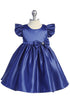 Baby Girls Satin Special Occasion Dress with Removable Rhinestone Bow, 6-24 Months