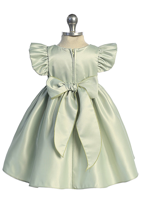 Baby Girls Satin Special Occasion Dress with Removable Rhinestone Bow, 6-24 Months