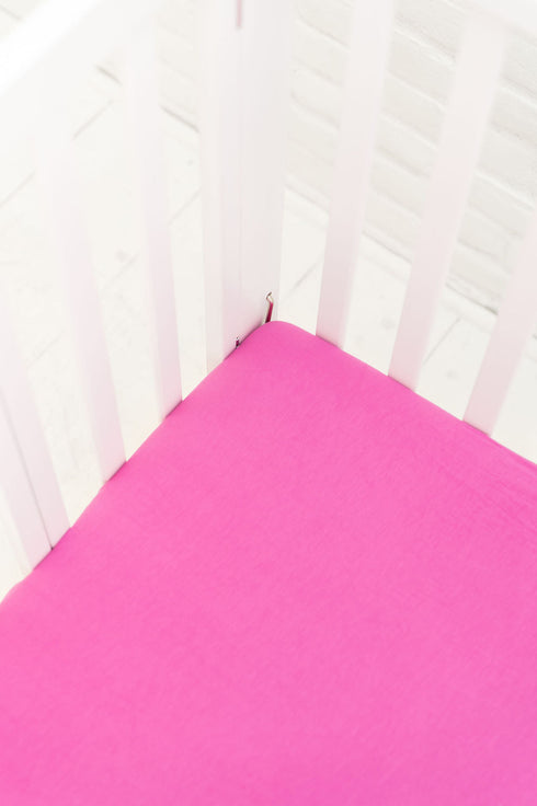 korrie-pink-bamboo-crib-sheet-Laree + Co. at Sophia's StyleCrib Sheets-1
