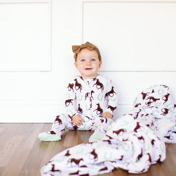 horse-footed-onesie-little-pajama-co - Sophia's Style Footed Onesie-1
