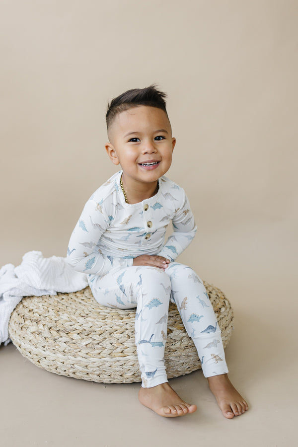 snugglesaurus-2pc-henley-bamboo-pajamas Little Joy Co - Sophia's Style-1