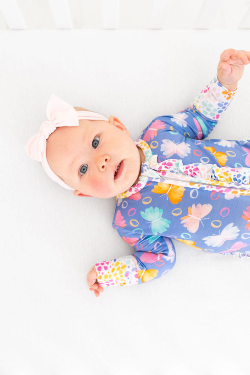 korrie-butterflies-bamboo-ruffle-convertible-footie-Laree + Co. at Sophia's StyleFootie-1