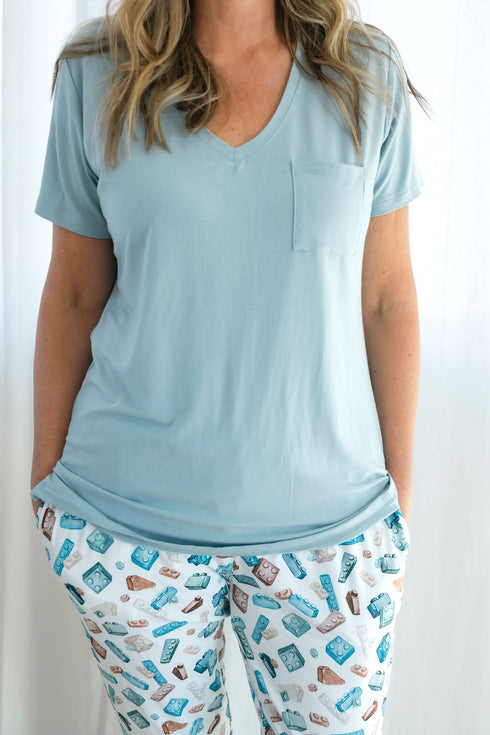 block-party-blue-womens-solid-short-sleeve-t-shirt Big Dreams Little Jammie Session Sophia's Style-1