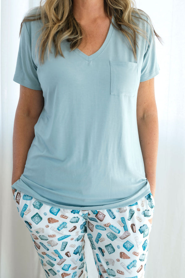 block-party-blue-womens-solid-short-sleeve-t-shirt Big Dreams Little Jammie Session Sophia's Style-1