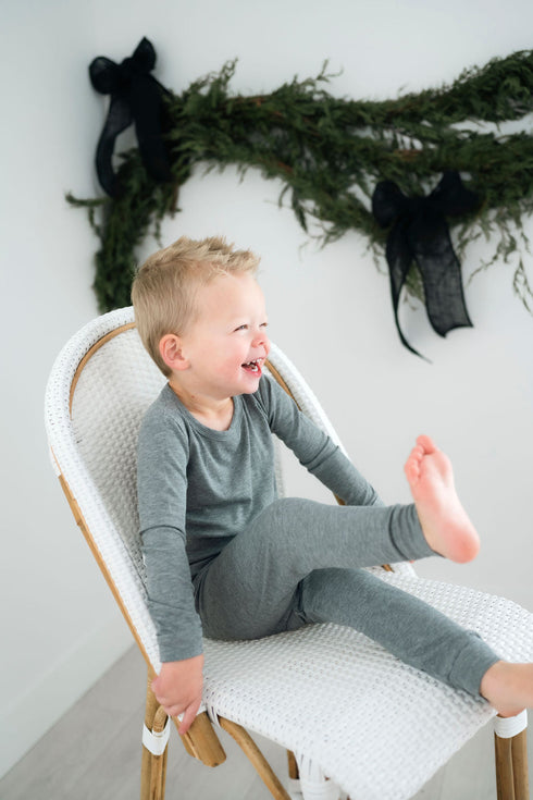 heather-gray-ribbed-long-sleeve-pjs Big Dreams Little Jammie Session Sophia's Style-1