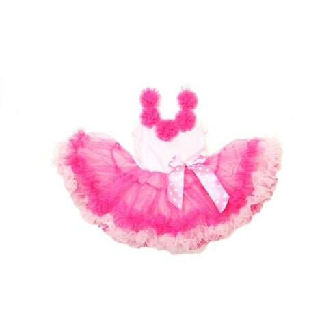 Little Girls Pink 5 Roses Embellishment Ruffle Petti Dress S-XL - SophiasStyle.com