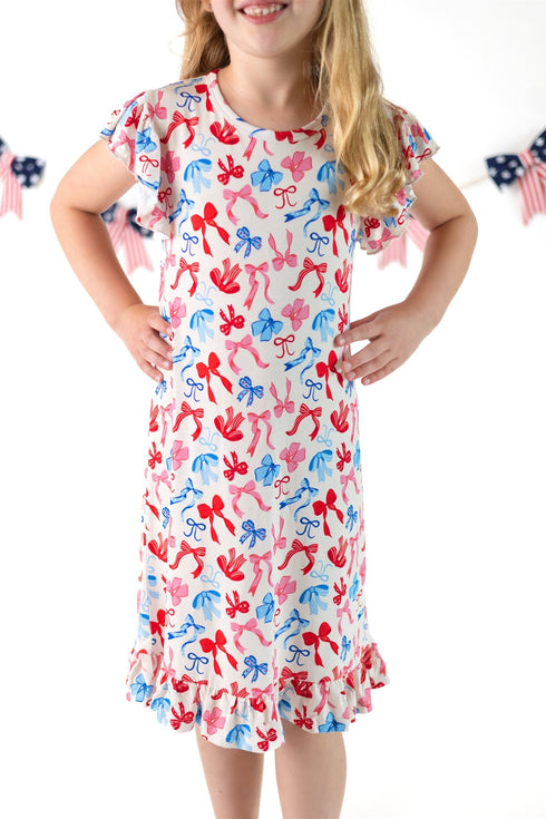 red-white-blue-nightgown-patriotic-bows-girls-bamboo-nightgown Boosh Baby - Sophia's Style-1