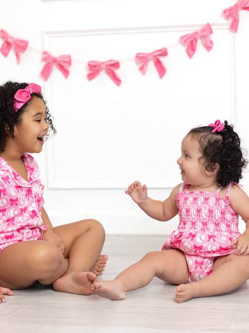 baby-girl-pink-baseball-bow-print-romper-summer-outfit-Sophia's Style-7