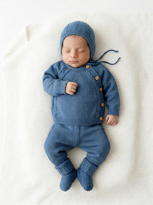Bring Me Home Cable Knit Bundle - Denim Blue