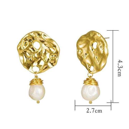 baroque-pearl-drop-earrings-with-hammered-earrings-Sophia's Style-3