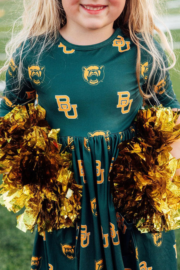 baylor-green-bear-3-4-sleeve-pocket-twirl-dress-Sophia's StyleTwirl Pocket Dress 3/4-1