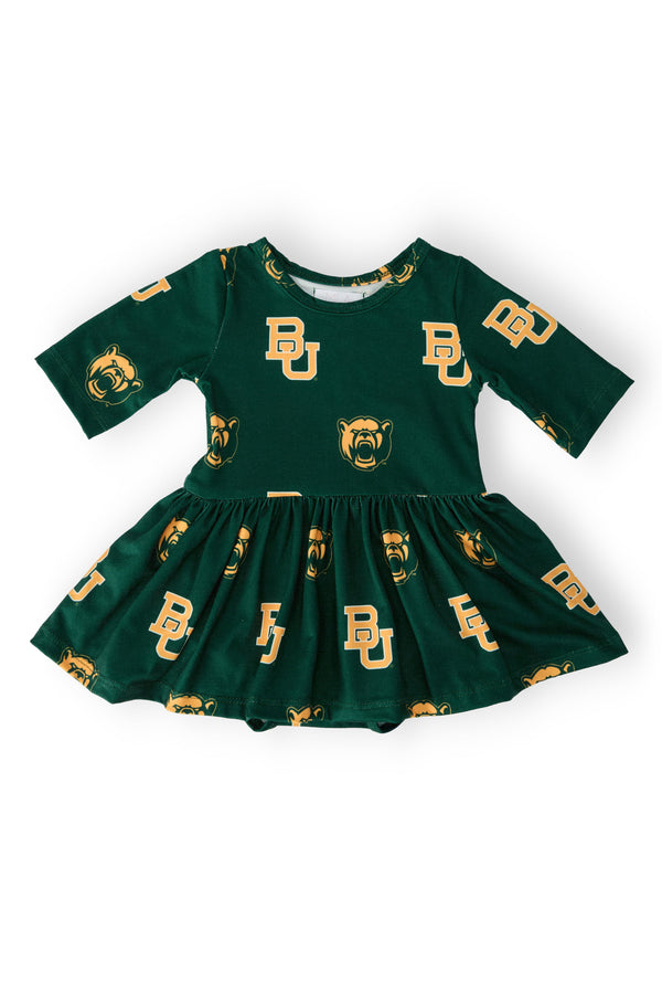 baylor-green-bear-3-4-sleeve-twirl-bodysuit-Sophia's StyleTwirl Bodysuit - 3/4 Sleeve-1