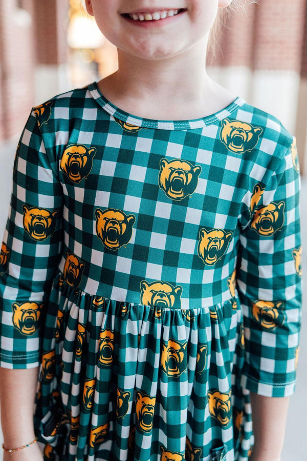 baylor-plaid-bear-3-4-sleeve-pocket-twirl-dress-Sophia's StyleTwirl Pocket Dress 3/4-1