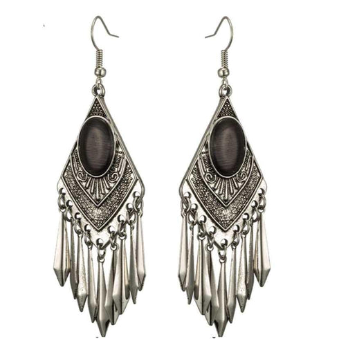 black-cats-eye-stone-boho-dangle-earrings-Sophia's StyleEarrings-1
