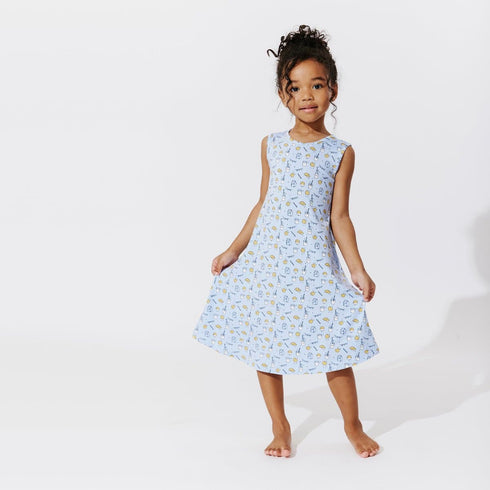 milk-cookies-blue-bamboo-girls-sleeveless-dress-bellabu-bear - Sophia's Style -3