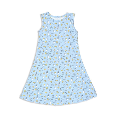 milk-cookies-blue-bamboo-girls-sleeveless-dress-bellabu-bear - Sophia's Style -2
