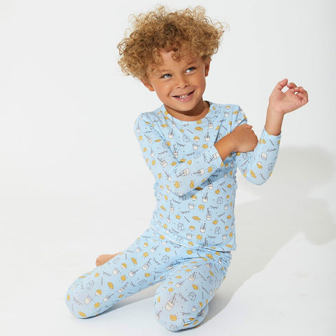 milk-cookies-blue-bamboo-kids-pajamas-bellabu-bear - Sophia's Style -6