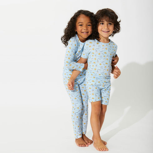 milk-cookies-blue-bamboo-kids-pajama-short-set-bellabu-bear - Sophia's Style The "Easy Two-Piecey"-1