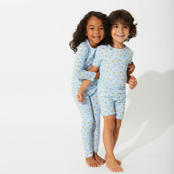 milk-cookies-blue-bamboo-kids-pajama-short-set-bellabu-bear - Sophia's Style The "Easy Two-Piecey"-1