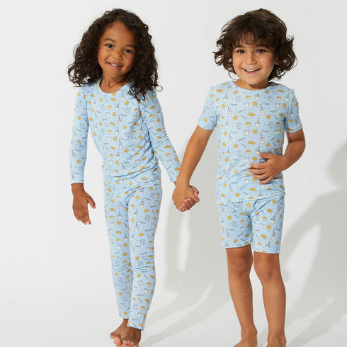 milk-cookies-blue-bamboo-kids-pajama-short-set-bellabu-bear - Sophia's Style -8