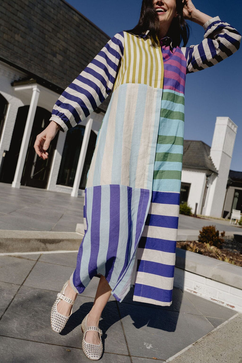 Sienna Linen Stripe Midi Dress Mommy & Me Matching Outfit at Sophia's Style  – SophiasStyle.com