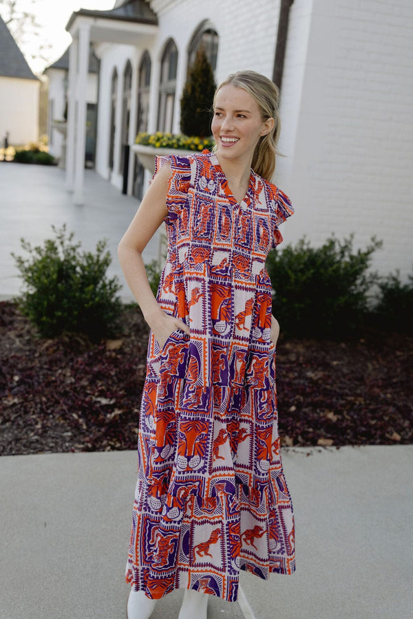 tiger-game-day-maxi-dress-orange-purple Briton Court - Sophia's StyleDress-1