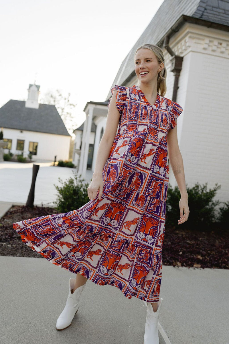 Tiger Orange And Purple Dresses Tiger Game Day Maxi Dress Orange Purple  Mommy Me Matching