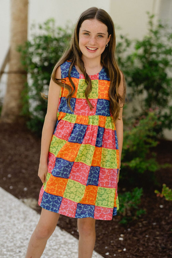 girls-collins-sequin-pocket-dress-gingham-floral Briton Court - Sophia's StyleDress-1