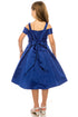 Satin Flower Girl Dress with Cold Shoulder and Pleated Skirt, Sizes 2-14