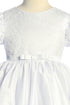 Girls White Babydoll Embroidered Puff Sleeve Satin Communion Dress 6-16