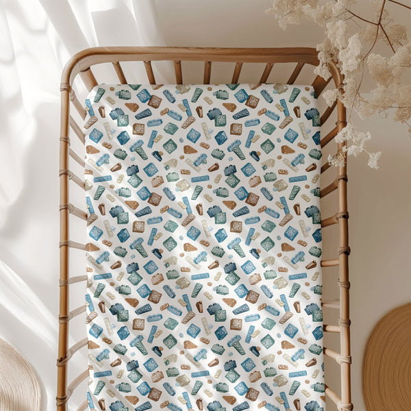 block-party-blue-crib-sheet Big Dreams Little Jammie Session Sophia's Style-1