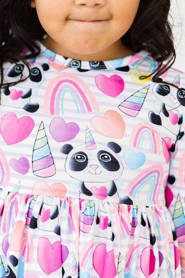 peace-love-pandacorns-3-4-sleeve-pocket-twirl-dress-Mila&Rose-Sophia's StyleTwirl Pocket Dress 3/4-1