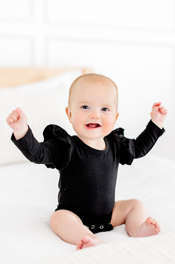 black-l-s-flutter-bodysuit Mila & Rose - Sophia's Style-Black L/S Flutter Bodysuit-0-3M--1