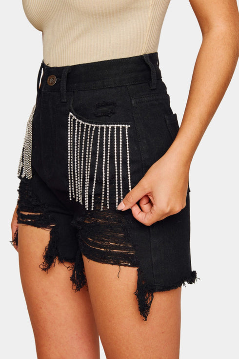 elvis-crystal-fringe-denim-shorts-black Buddy Love - Sophia's Style--Black-L-4