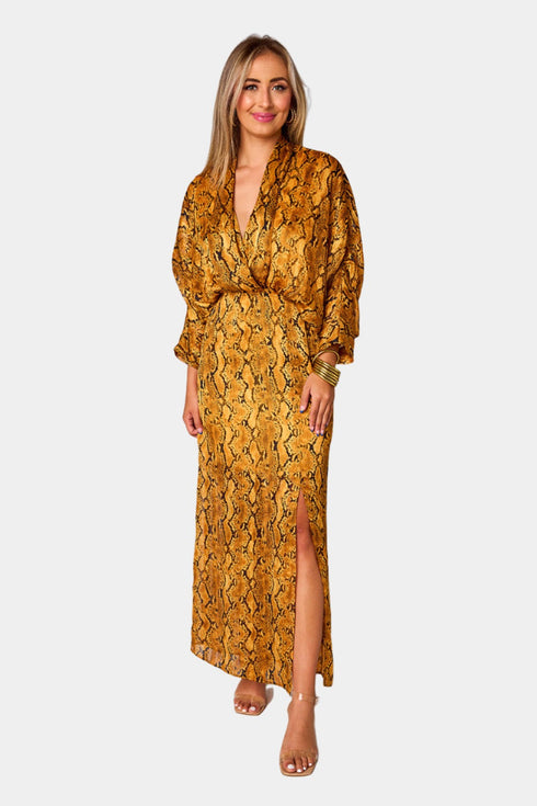 jude-long-sleeve-maxi-dress-snake-charmer Buddy Love - Sophia's Style-Jude Long Sleeve Maxi Dress - Snake Charmer-Snake Charmer-XS-1