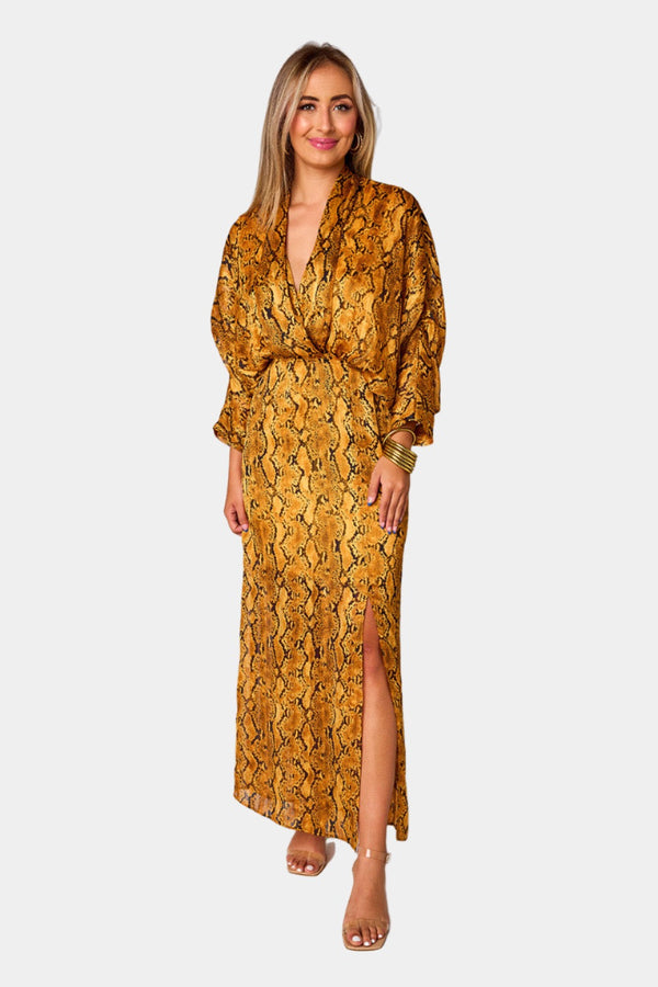 jude-long-sleeve-maxi-dress-snake-charmer Buddy Love - Sophia's Style-Jude Long Sleeve Maxi Dress - Snake Charmer-Snake Charmer-XS-1