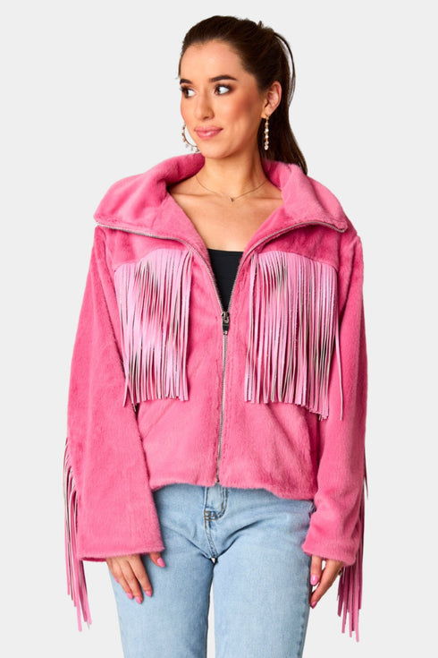 skylar-fringe-faux-fur-jacket-hot-pink Buddy Love - Sophia's Style--Pink-L-3