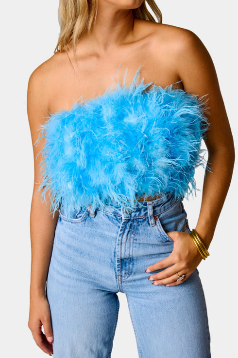 fancy-strapless-feather-crop-top-azure-blue Buddy Love - Sophia's Style--Azure Feather-S-2