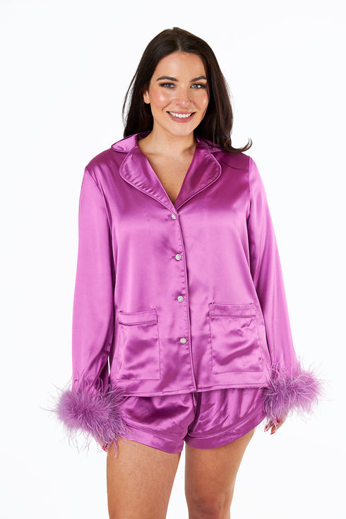 prescott-feather-trim-pajama-set-purple Buddy Love - Sophia's Style--Purple Satin-M-2