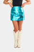 chelsea-vegan-leather-skort-turquoise Buddy Love - Sophia's Style-Chelsea Vegan Leather Skort - Turquoise-Metallic Turquoise-XS-1