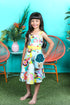 Girls Summer Breeze Print Pin-Up Style Cotton Dress with Pockets, Sizes 2-14